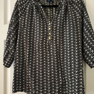 Black and White Pattern 3/4 Sleeve Blouse by Karri Blue